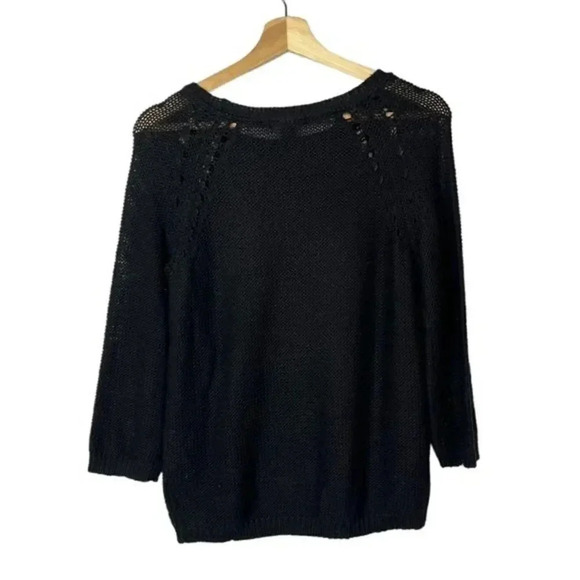 H&M Basic Black Open Knit Round Neck Sweater XS - Picture 2 of 4